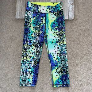 Aero Live Love Dream Capri Crop Leggings Juniors S Snakeskin Watercolor Yoga